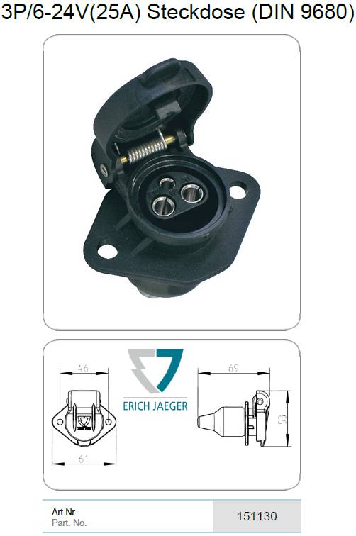 Розетка 3P/6-24V(25A) (DIN 9680)