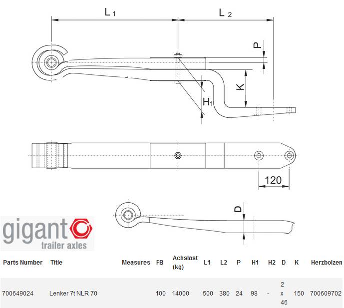 Полурессора GIGANT 7,0т (500/465) оригинал