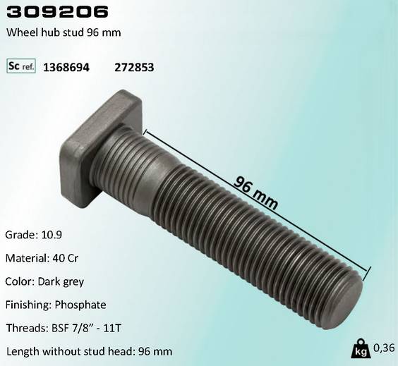 Болт колесный 96mm