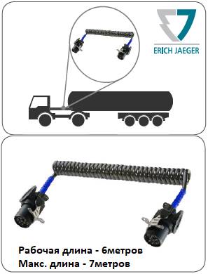 Кабель спиральный 15P/24V (ISO 12098 ADR) 6 метров