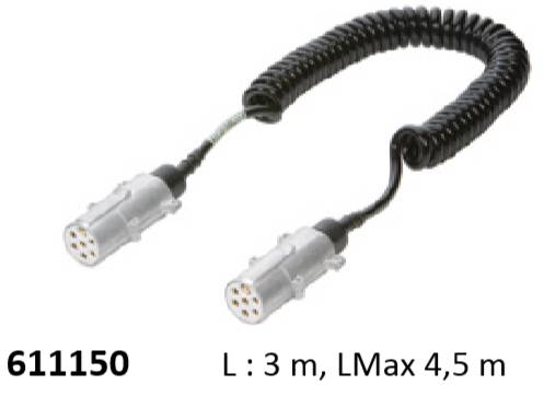 Кабель спиральный 7P (6+1)/24V-S ISO3731 метал.штекер