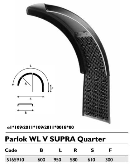 Крыло PARLOK 600х950 R580 с брызговиком SUPRA (заменен на 102012)