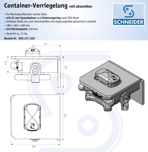 Фиксатор контейнерный CV 05 105 A правый