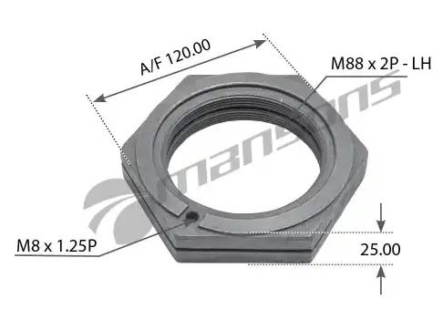 Гайка оси левая M88x2 H=24 SW120 SMB