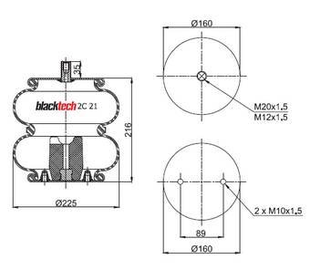 Пневморессора FD200-19 P02 M20/M12 - variation (с отбойником)